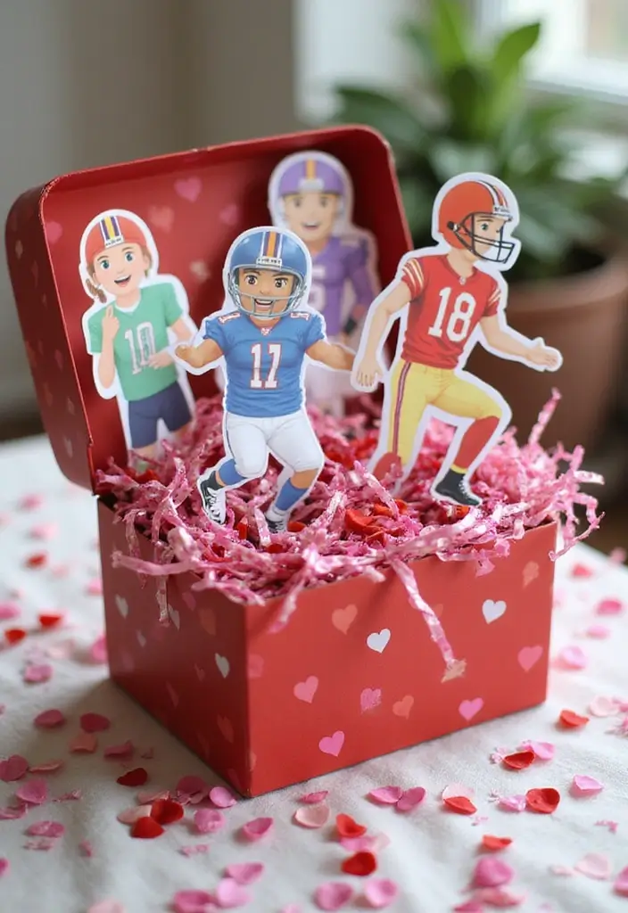30+ Football Valentine Box Ideas That Are Perfect for Fans - 8. Football Player Cutouts Box