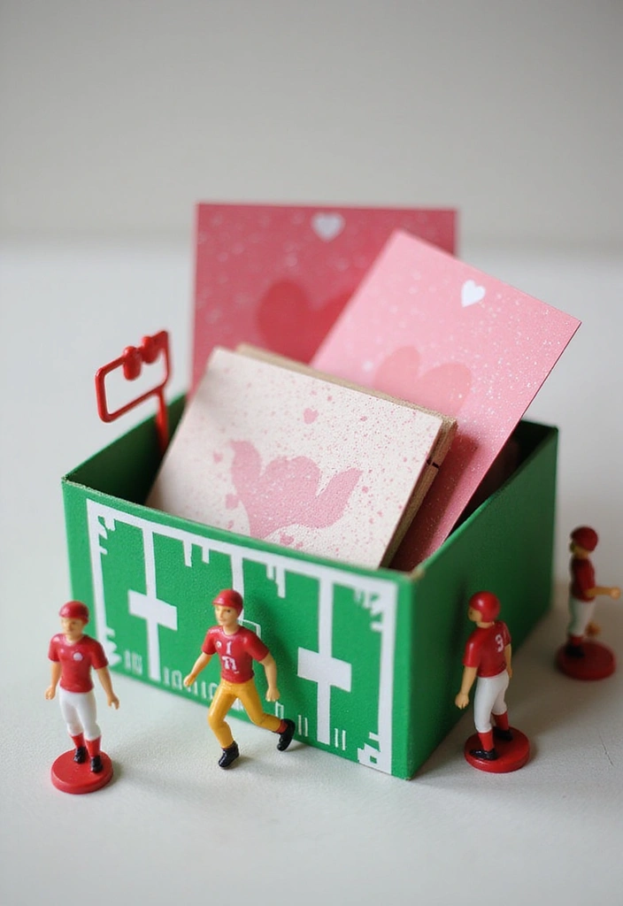 30+ Football Valentine Box Ideas That Are Perfect for Fans - 9. Mini Football Field Card Keeper
