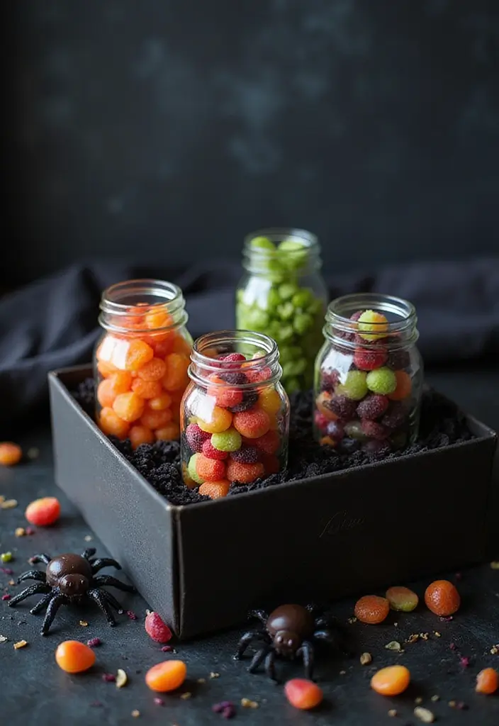 30+ Halloween Box Ideas That Make Festive Treats Fun and Spooky - 8. Creepy Jars of Treats Box