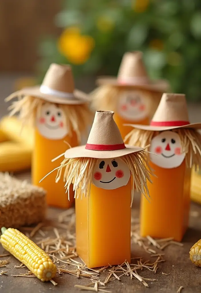 30+ Halloween Juice Box Ideas That Are Spooky Fun for Kids - 14. Scarecrow Juice Boxes