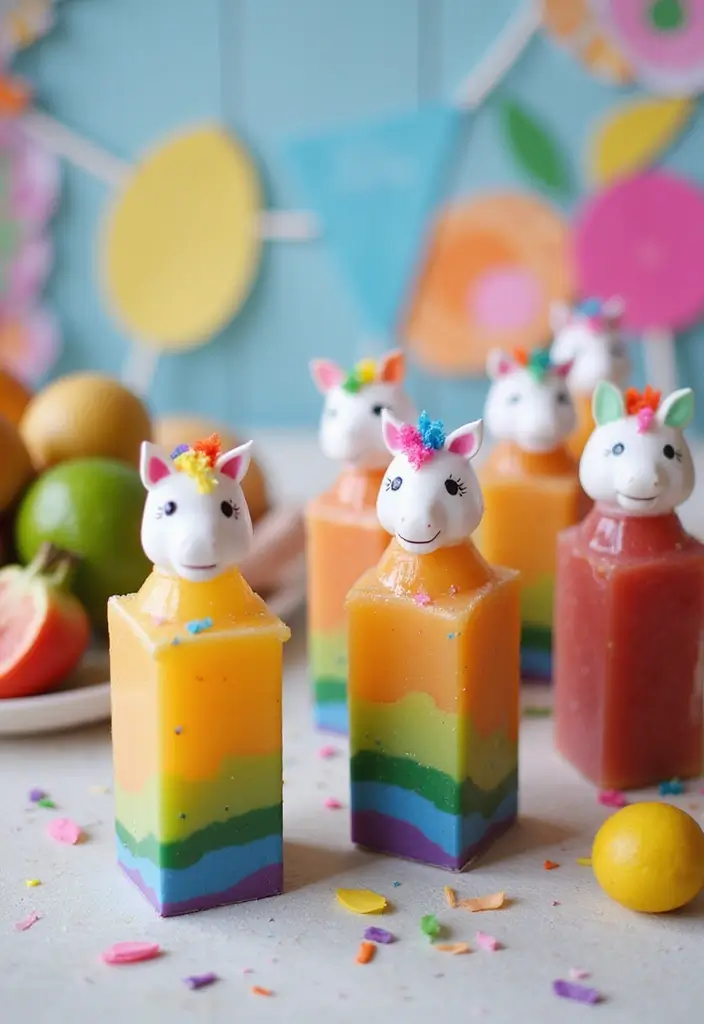 30+ Halloween Juice Box Ideas That Are Spooky Fun for Kids - 19. Rainbow Unicorn Juice Boxes
