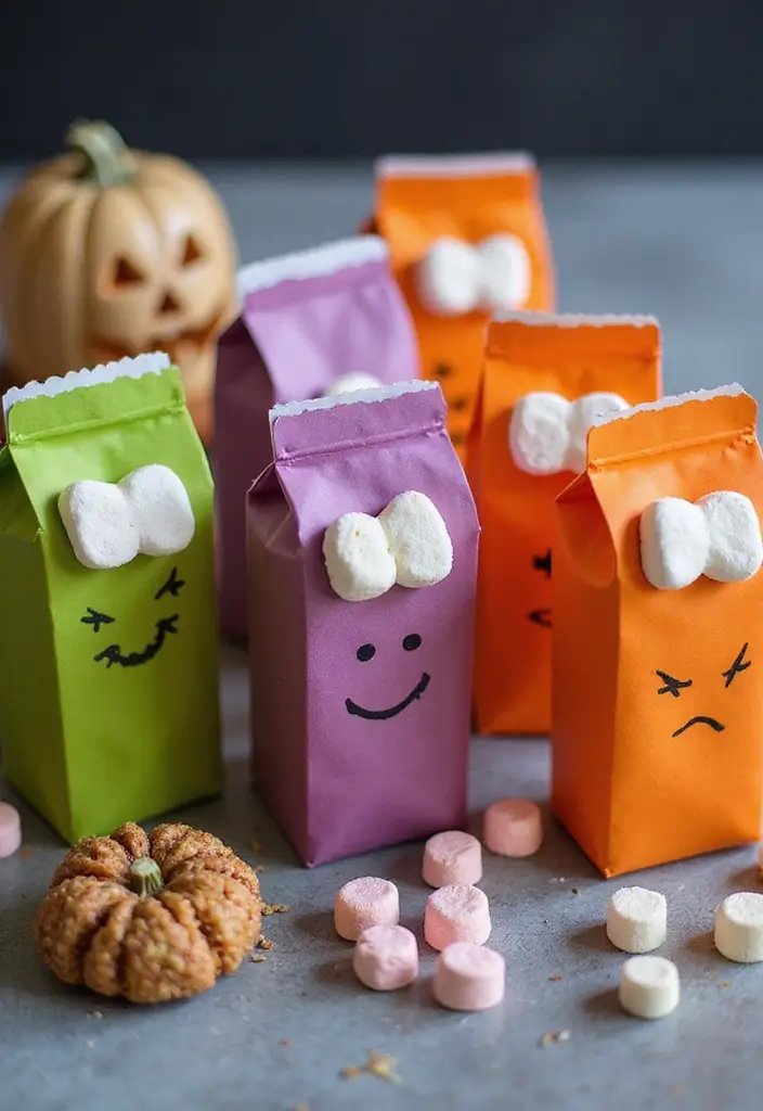 30+ Halloween Juice Box Ideas That Are Spooky Fun for Kids - 24. Marshmallow Monster Juice Boxes