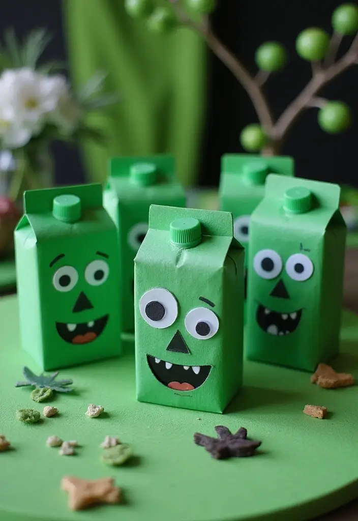 30+ Halloween Juice Box Ideas That Are Spooky Fun for Kids - 25. Ghoulish Green Juice Boxes