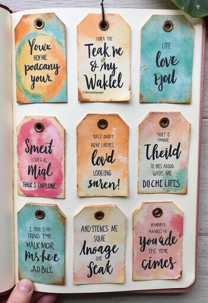 30+ Journal Decoration Ideas That Personalize Your Notebooks Beautifully - 17. Inspirational Tag Books