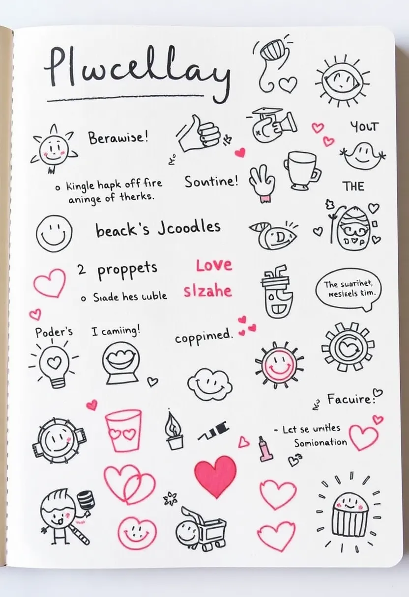 30+ Journal Decoration Ideas That Personalize Your Notebooks Beautifully - 27. Daily Doodle Prompts