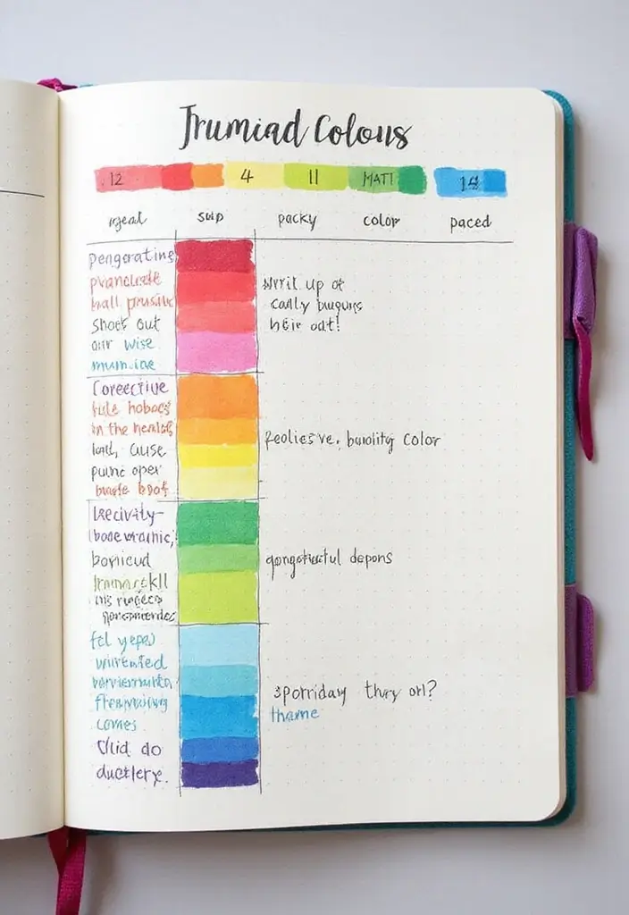 30+ Journal Decoration Ideas That Personalize Your Notebooks Beautifully - 6. Color-Coded Themes