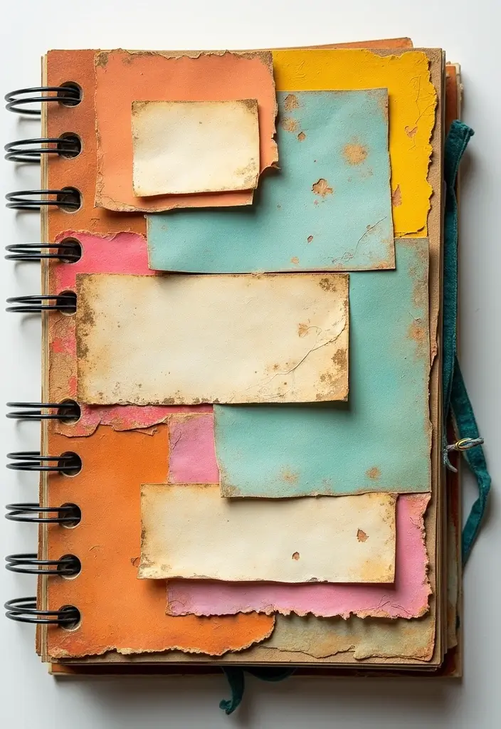 30+ Journal Decoration Ideas That Personalize Your Notebooks Beautifully - 8. Layered Papers