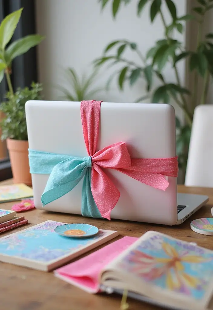 30+ Laptop Decoration Ideas That Make Tech Stylish, Fun, and Personalized - 19. Personalized Laptop Ribbons