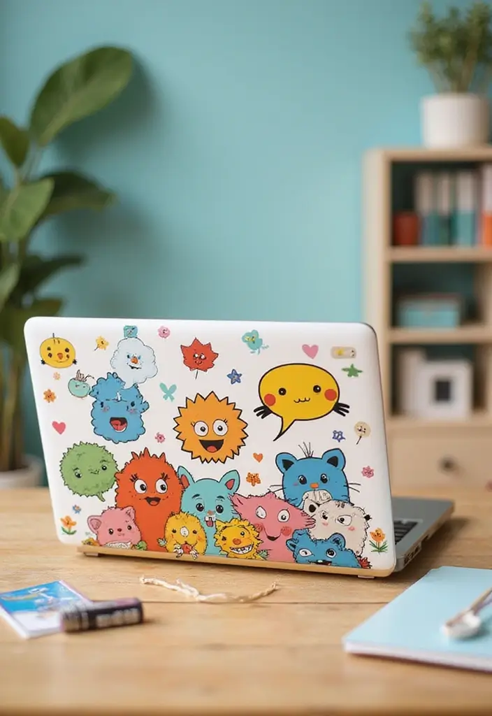 30+ Laptop Decoration Ideas That Make Tech Stylish, Fun, and Personalized - 28. Whimsical Laptop Covers