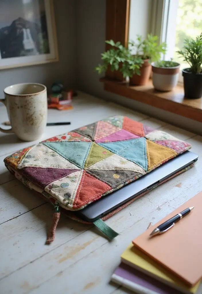 30+ Laptop Decoration Ideas That Make Tech Stylish, Fun, and Personalized - 7. Upcycled Fabric Sleeves