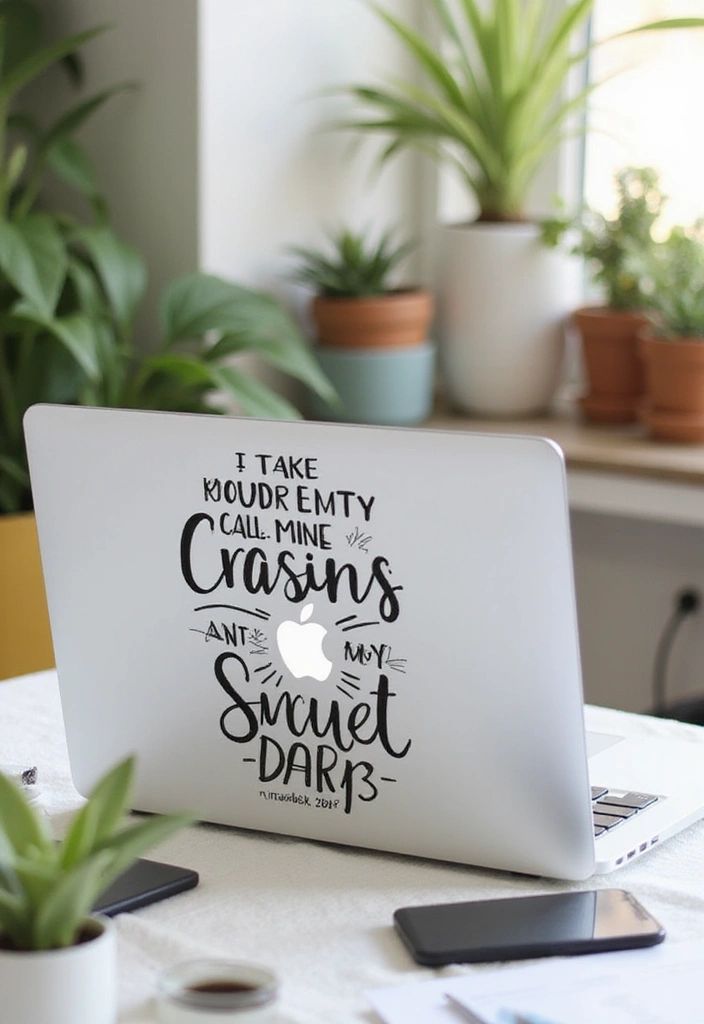 30+ Laptop Decoration Ideas That Make Tech Stylish, Fun, and Personalized - 9. Inspirational Quote Decals