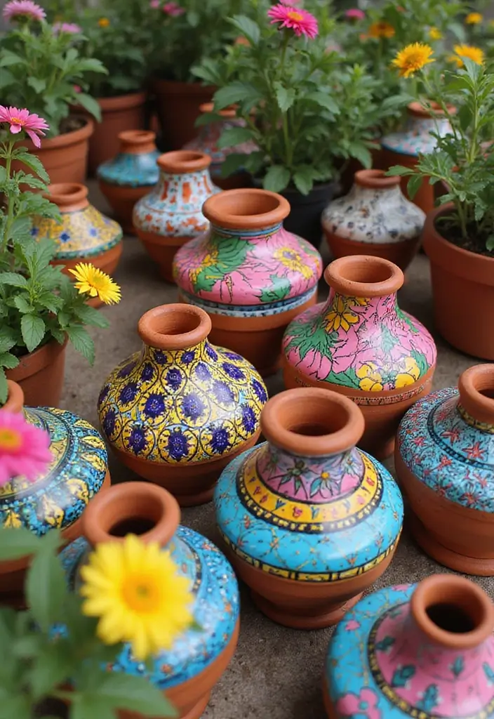 30+ Painting Craft Ideas That Make DIY Art Fun and Inspiring - 1. Hand-Painted Terracotta Pots