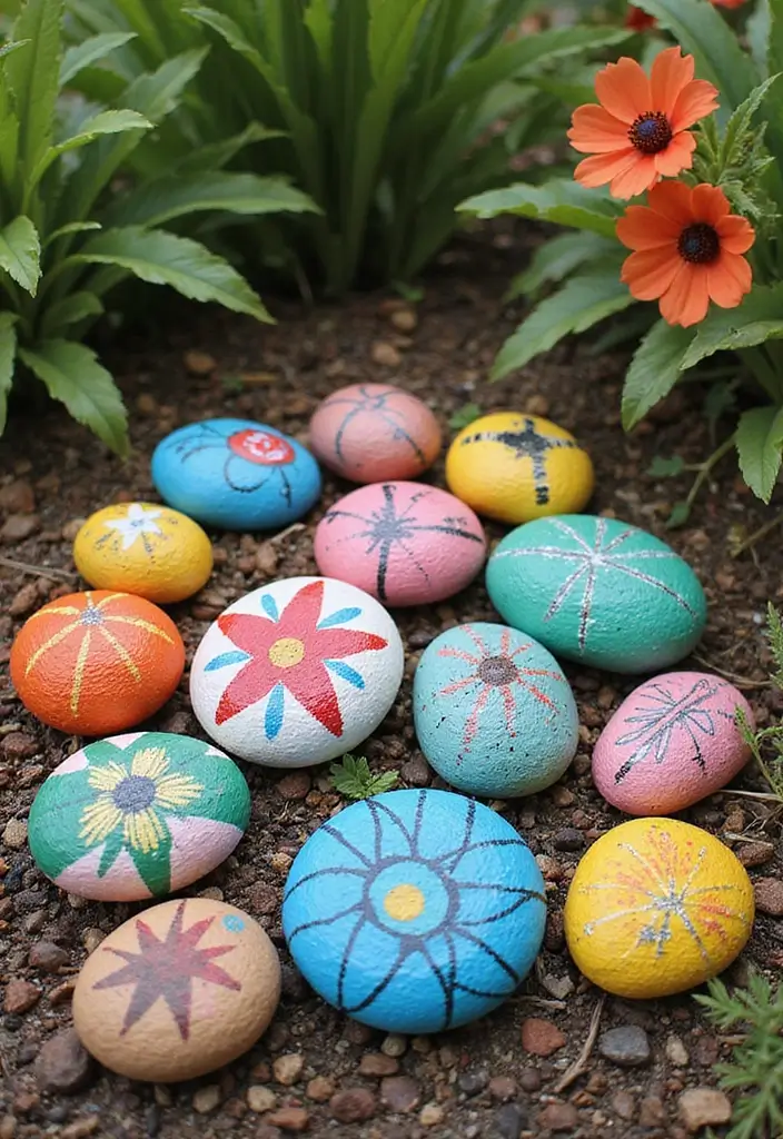 30+ Painting Craft Ideas That Make DIY Art Fun and Inspiring - 10. Painted Rock Garden