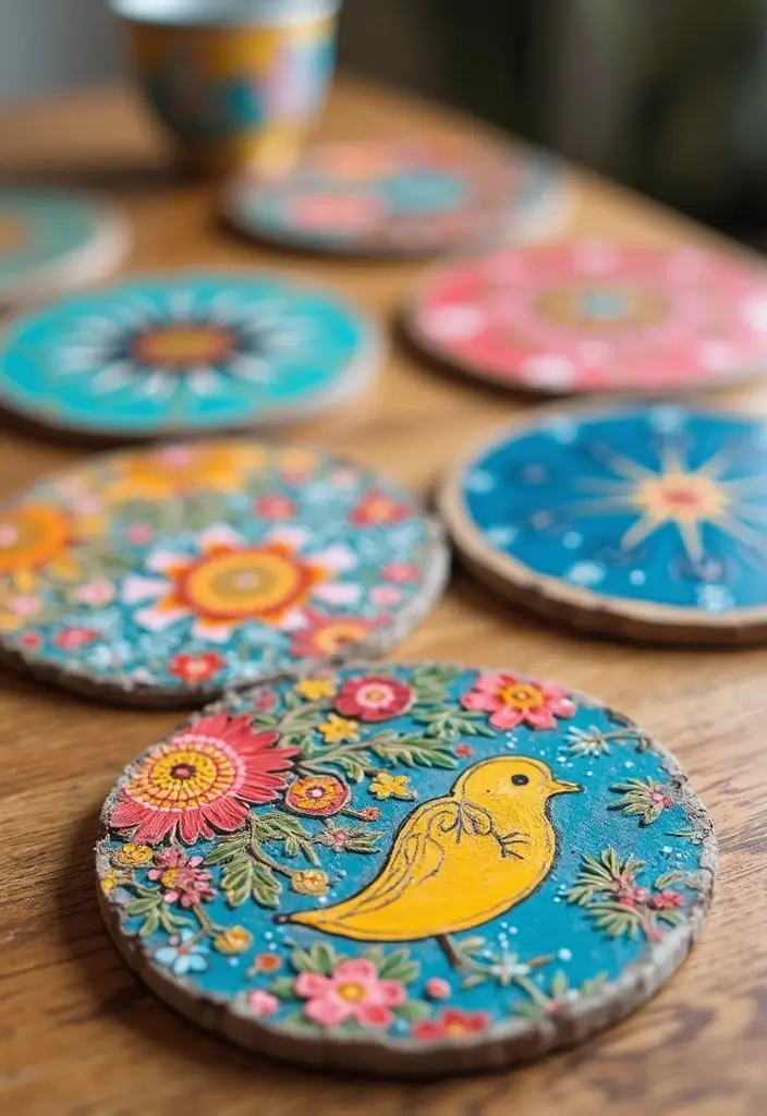 30+ Painting Craft Ideas That Make DIY Art Fun and Inspiring - 15. DIY Painted Coasters