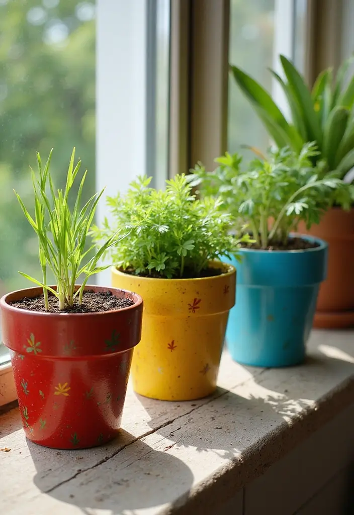 30+ Painting Craft Ideas That Make DIY Art Fun and Inspiring - 18. Painted Flower Pots with Seeds