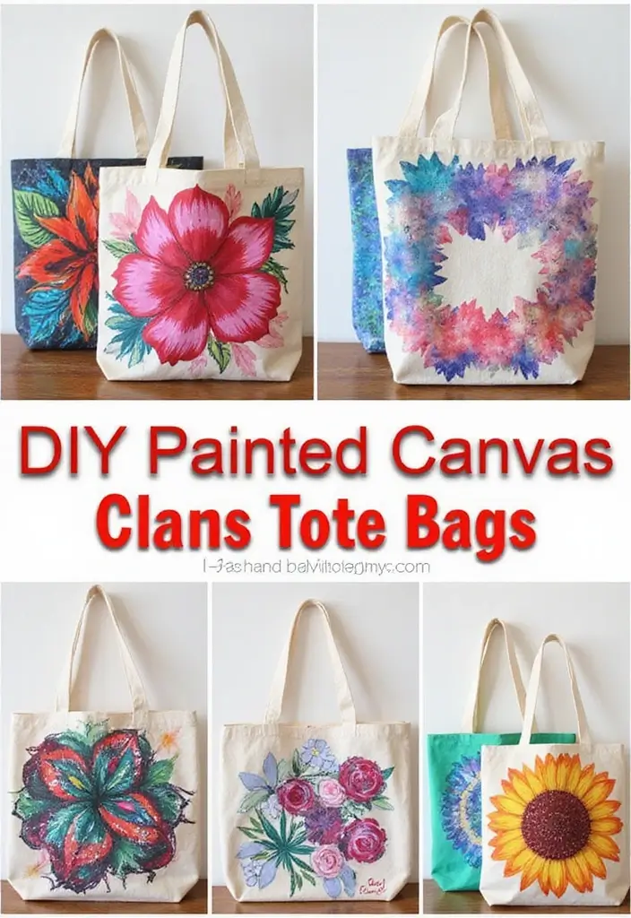 30+ Painting Craft Ideas That Make DIY Art Fun and Inspiring - 23. DIY Canvas Tote Bags