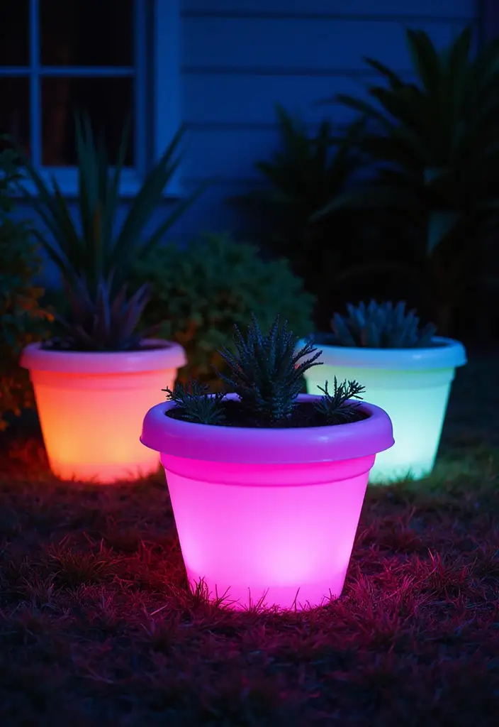 30+ Painting Ideas For Pots That Make Plants Pop and Look Stunning - 11. Neon Glow Pots