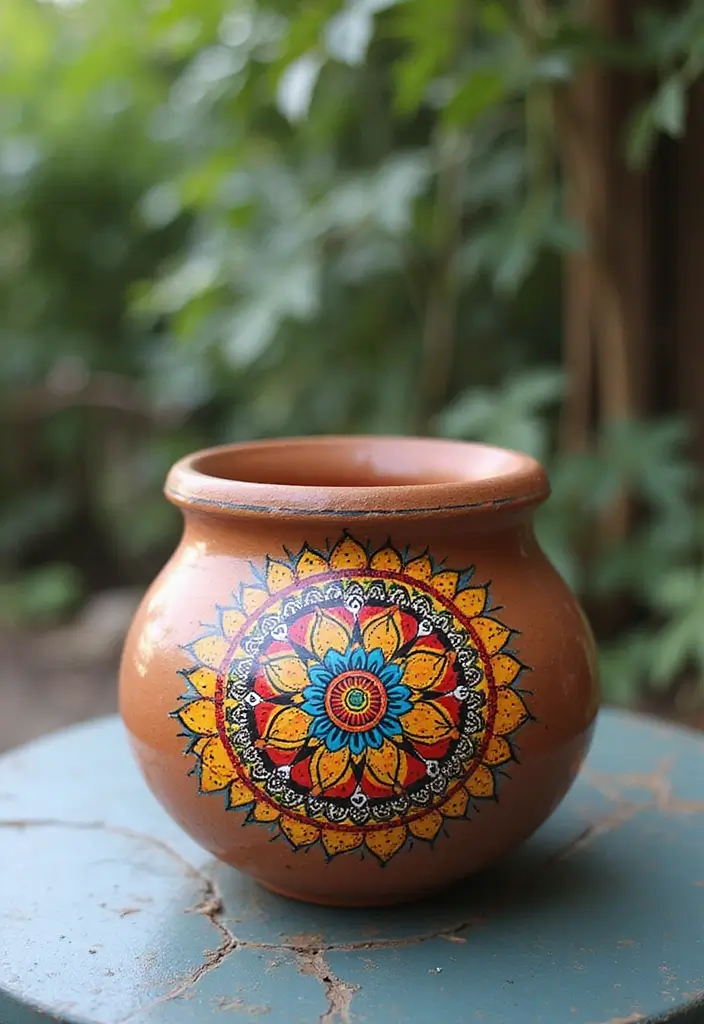 30+ Painting Ideas For Pots That Make Plants Pop and Look Stunning - 17. Hand-Painted Mandala Pots