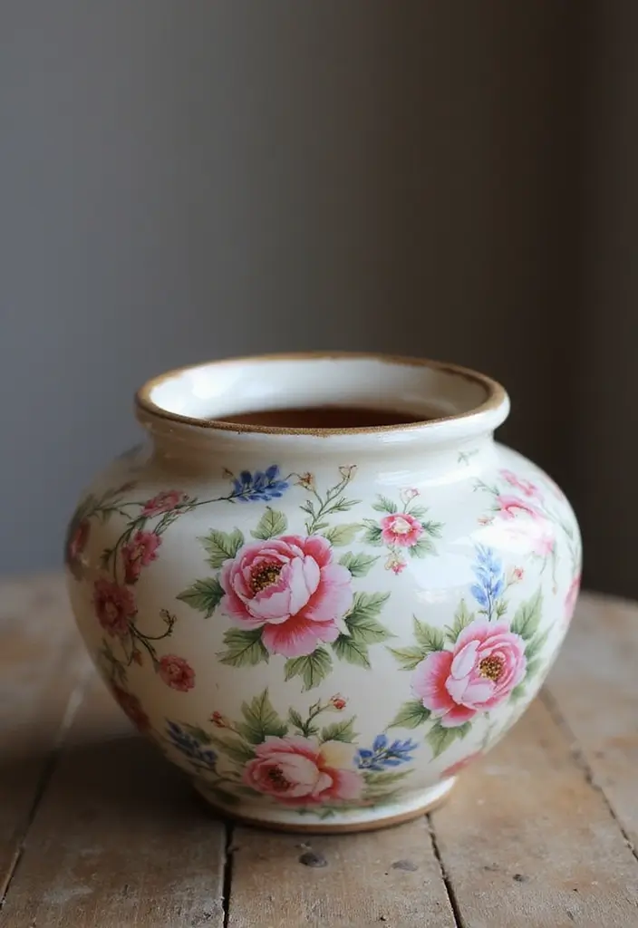 30+ Painting Ideas For Pots That Make Plants Pop and Look Stunning - 2. Vintage Floral Patterns