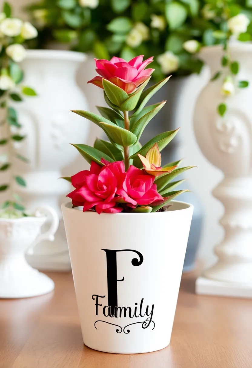 30+ Painting Ideas For Pots That Make Plants Pop and Look Stunning - 20. Personalized Family Initial Pots