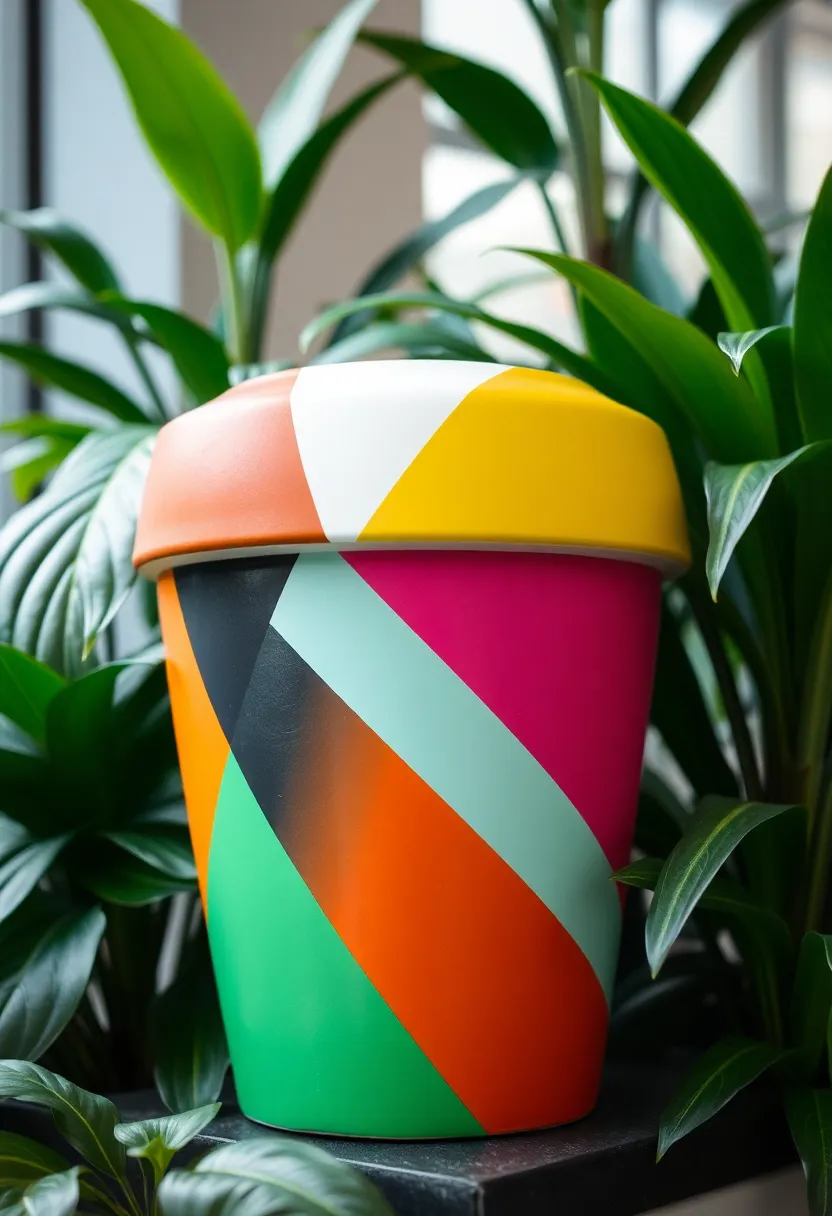 30+ Painting Ideas For Pots That Make Plants Pop and Look Stunning - 22. Color-Blocked Pots