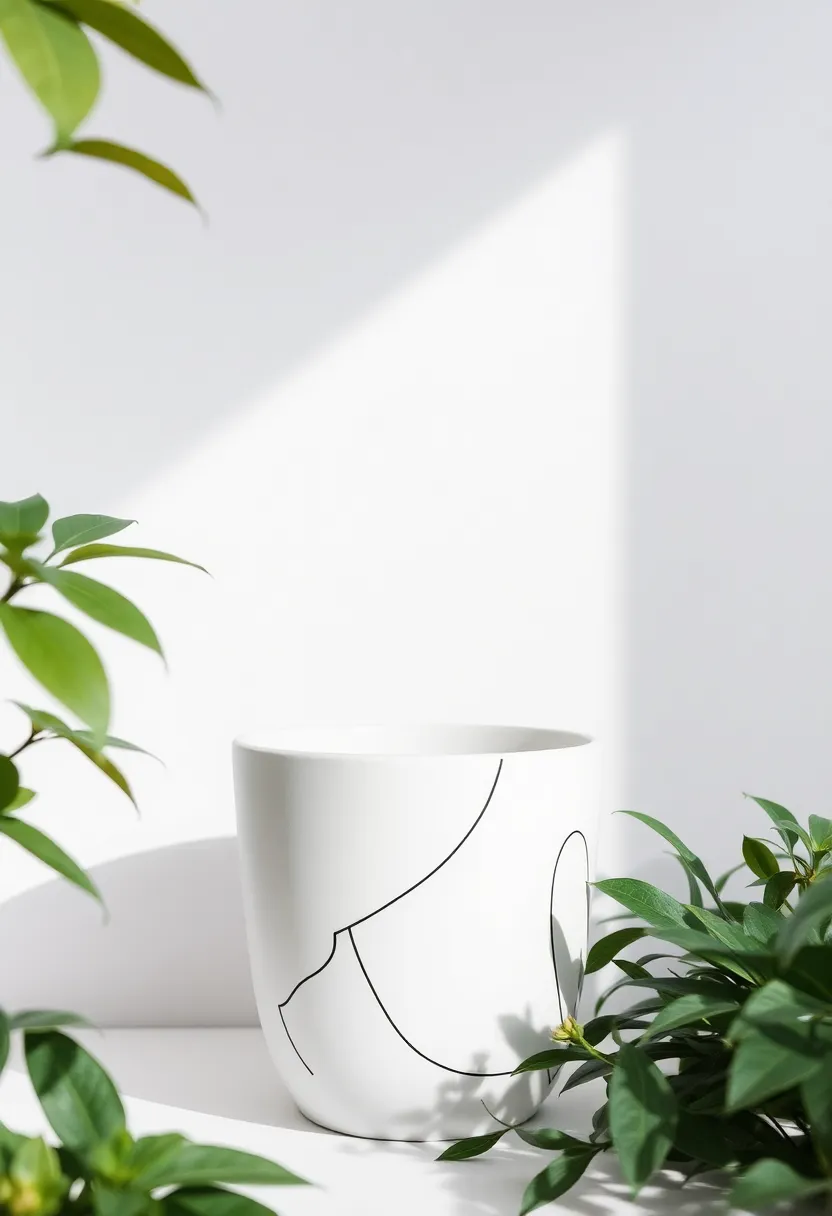 30+ Painting Ideas For Pots That Make Plants Pop and Look Stunning - 28. Minimalist Line Art Pots