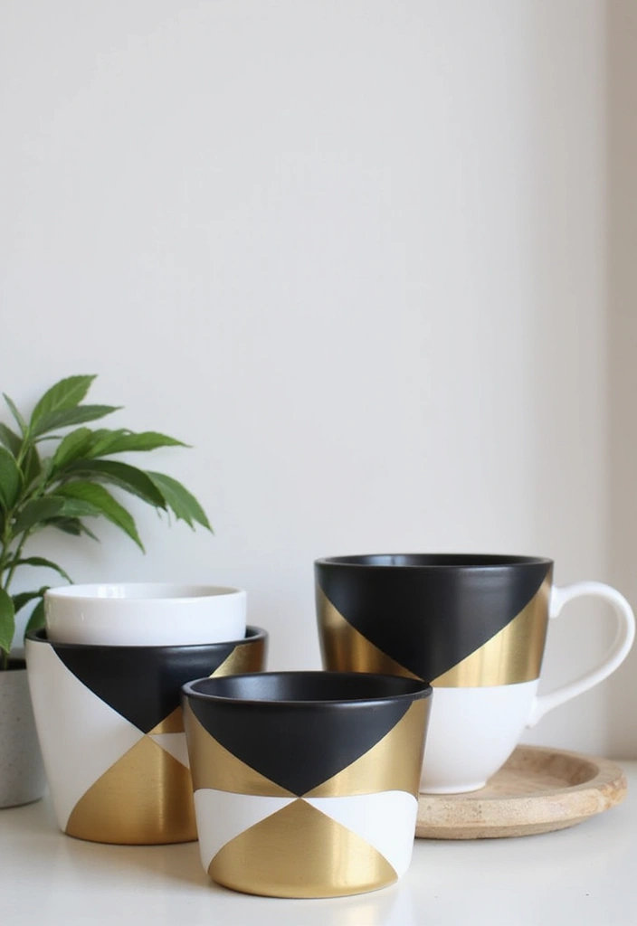 30+ Painting Ideas For Pots That Make Plants Pop and Look Stunning - 6. Modern Geometric Designs