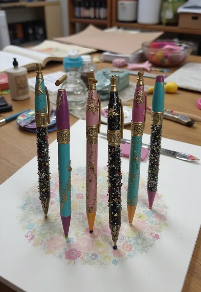 30+ Pen Decoration Ideas That Make Writing Fun, Stylish, and Personalized - 15. Upcycled Chic