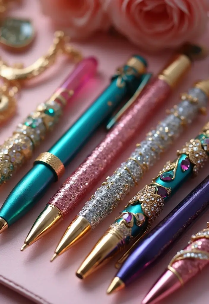 30+ Pen Decoration Ideas That Make Writing Fun, Stylish, and Personalized - 29. Bubbly Bling