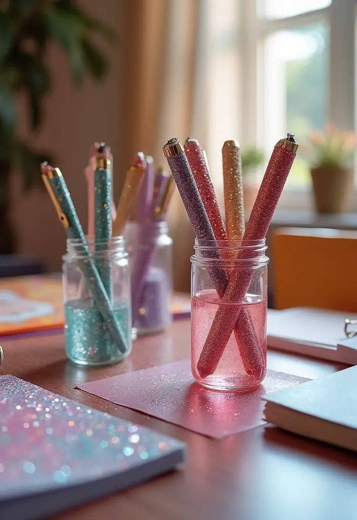 30+ Pen Decoration Ideas That Make Writing Fun, Stylish, and Personalized - 3. Glitter Glam