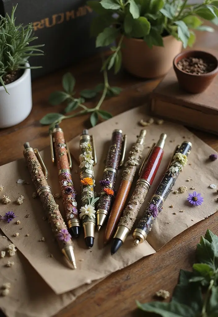 30+ Pen Decoration Ideas That Make Writing Fun, Stylish, and Personalized - 4. Nature-Inspired Pens