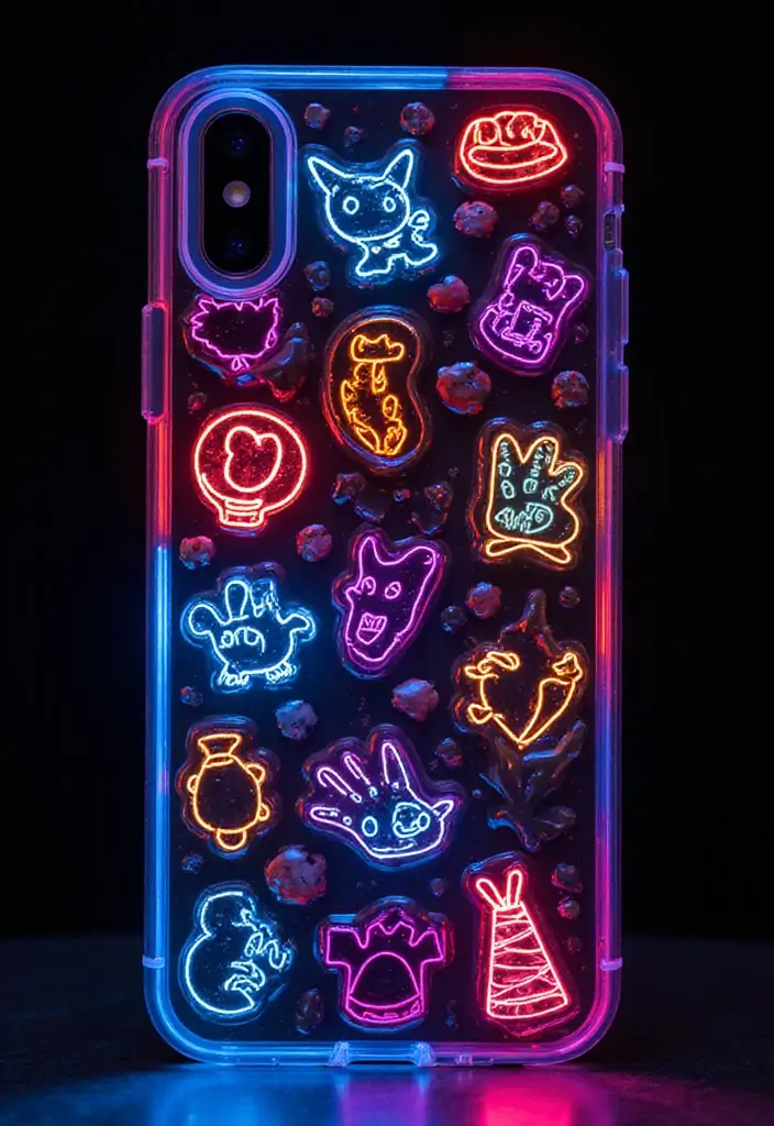 30+ Phone Case Painting Ideas That Are Cute, Creative, and Unique - 12. Neon Brights