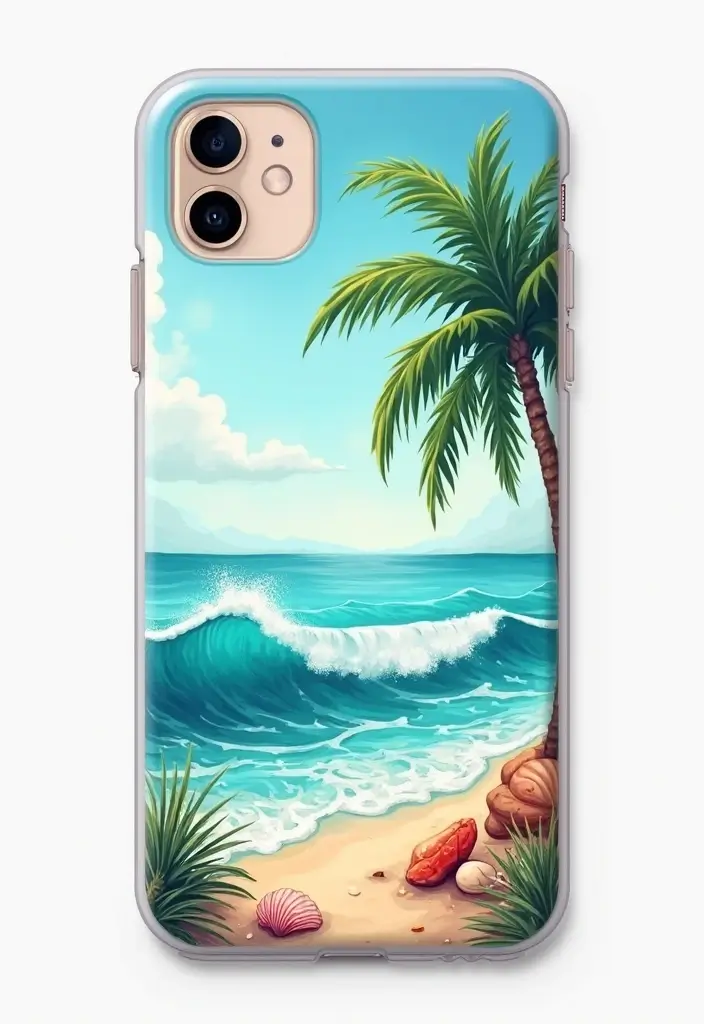 30+ Phone Case Painting Ideas That Are Cute, Creative, and Unique - 16. Beach Vibes