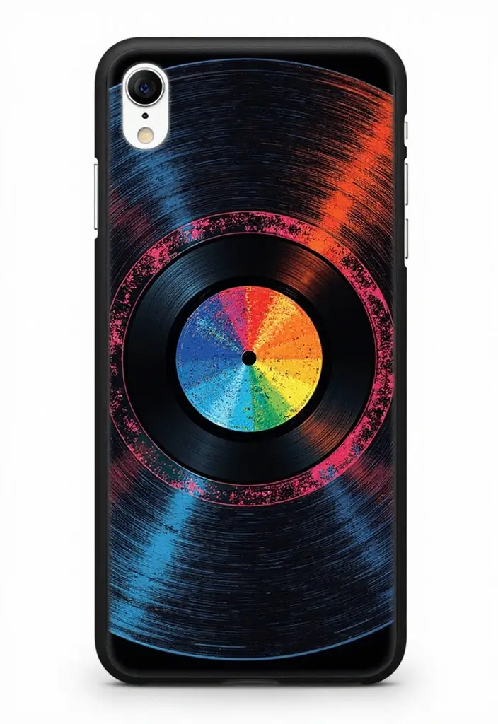 30+ Phone Case Painting Ideas That Are Cute, Creative, and Unique - 20. Vinyl Record Theme