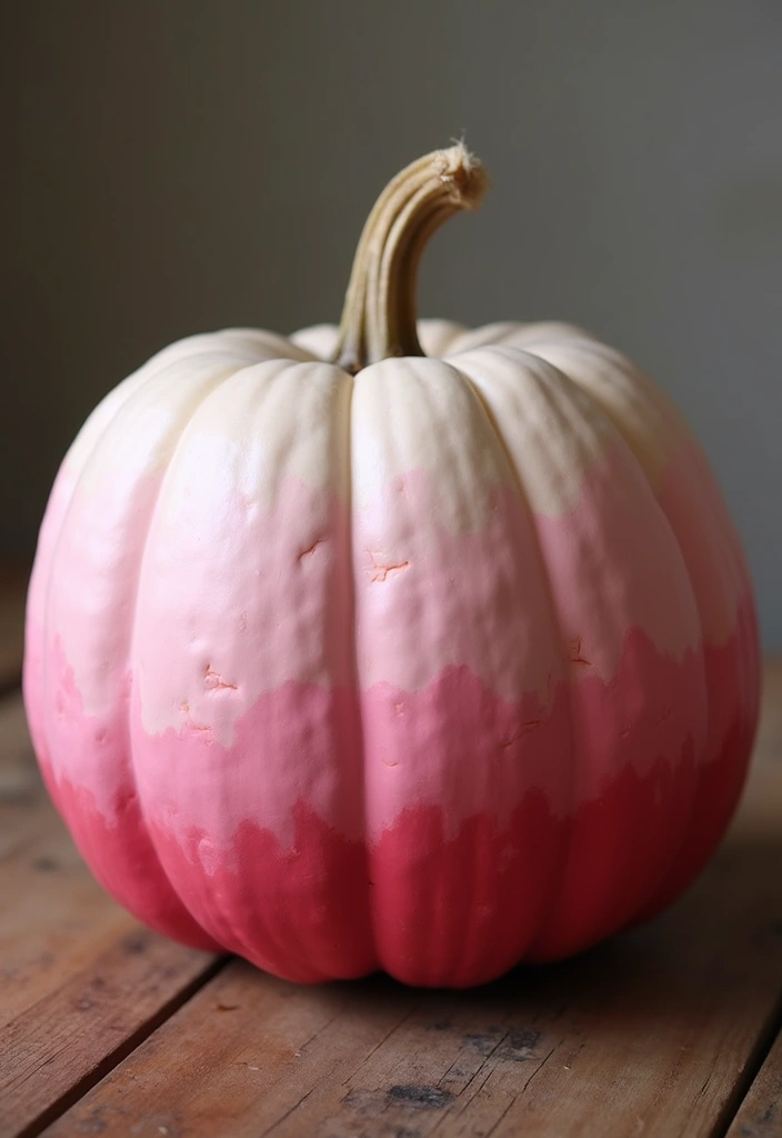 30+ Pink Pumpkin Painting Ideas That Add a Sweet Stylish Touch to Decor - 1. Ombre Pink Pumpkin