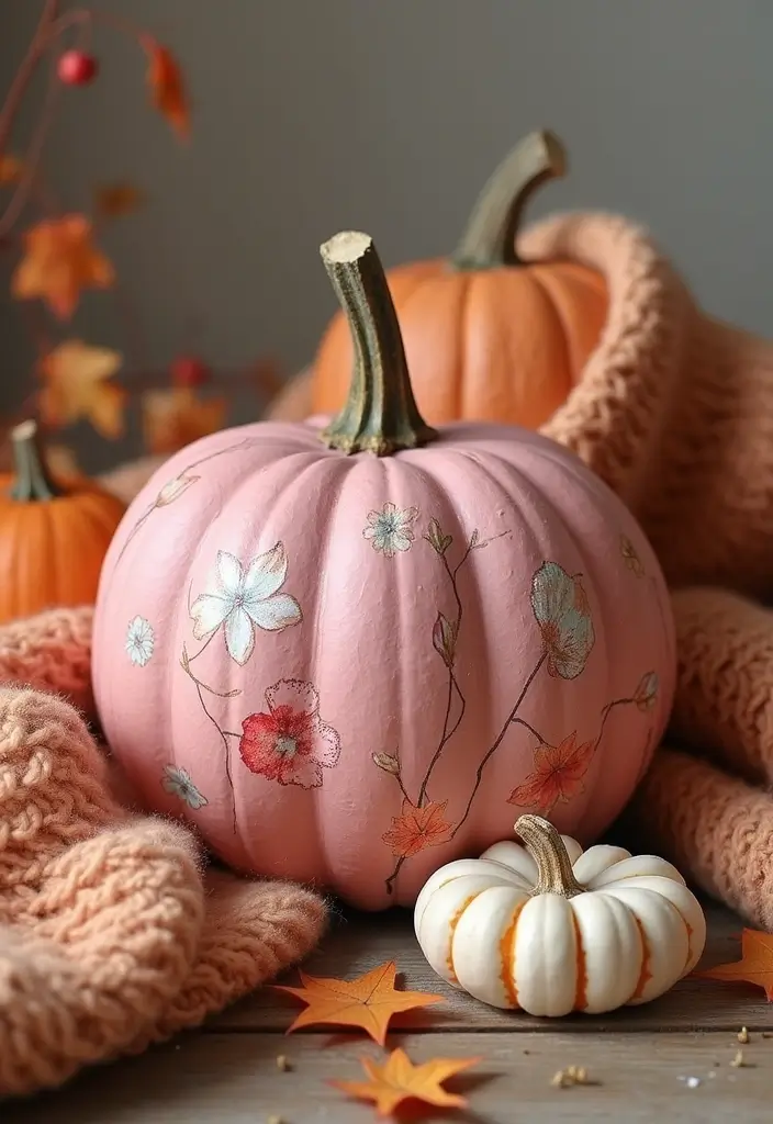 30+ Pink Pumpkin Painting Ideas That Add a Sweet Stylish Touch to Decor - 19. Patchwork Quilt Pumpkin