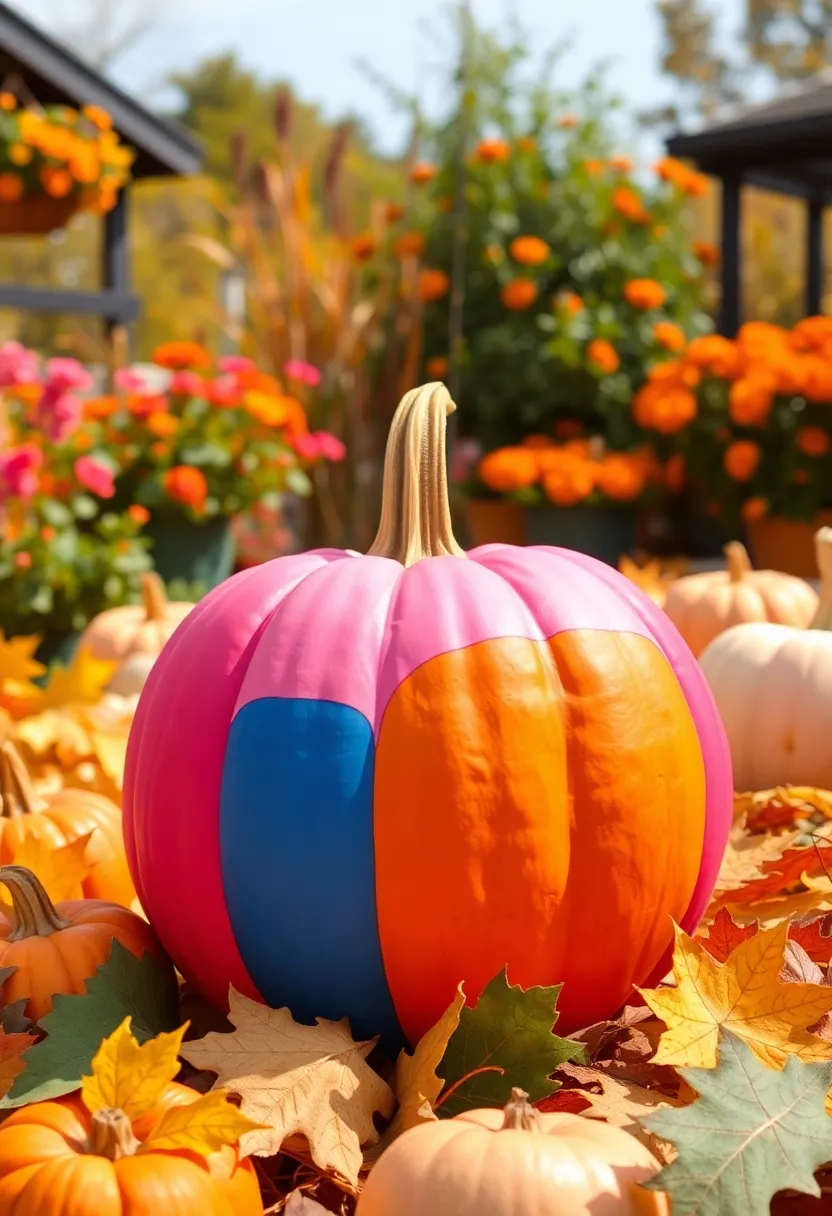 30+ Pink Pumpkin Painting Ideas That Add a Sweet Stylish Touch to Decor - 22. Patchy Color Block Pumpkin