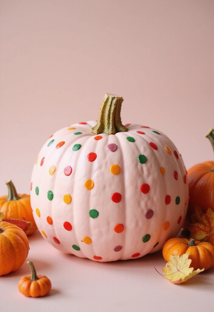30+ Pink Pumpkin Painting Ideas That Add a Sweet Stylish Touch to Decor - 5. Polka Dot Fun Pumpkin