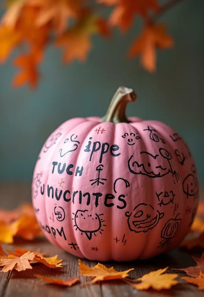 30+ Pink Pumpkin Painting Ideas That Add a Sweet Stylish Touch to Decor - 6. Chalkboard Paint Pumpkin