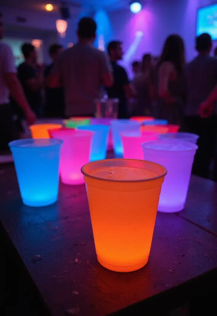 30+ Plastic Cup Decoration Ideas That Make Parties and Events Stylish - 11. Bright Neon Colors