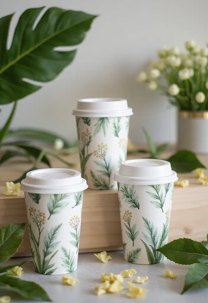30+ Plastic Cup Decoration Ideas That Make Parties and Events Stylish - 18. Nature-Inspired Designs