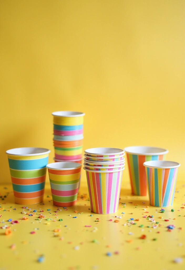 30+ Plastic Cup Decoration Ideas That Make Parties and Events Stylish - 19. Colorful Stripes