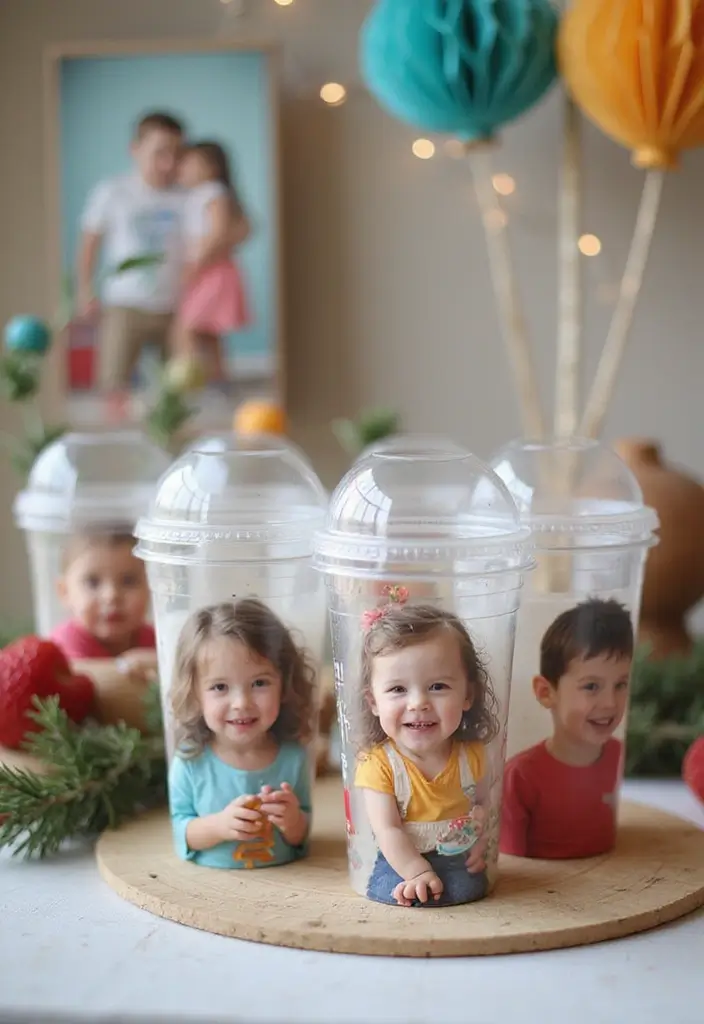 30+ Plastic Cup Decoration Ideas That Make Parties and Events Stylish - 21. Photo Frame Cups