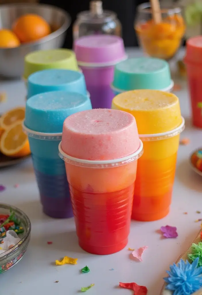 30+ Plastic Cup Decoration Ideas That Make Parties and Events Stylish - 25. Rainbow Gradient