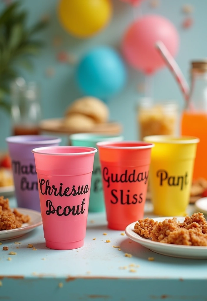 30+ Plastic Cup Decoration Ideas That Make Parties and Events Stylish - 3. Personalized Messages