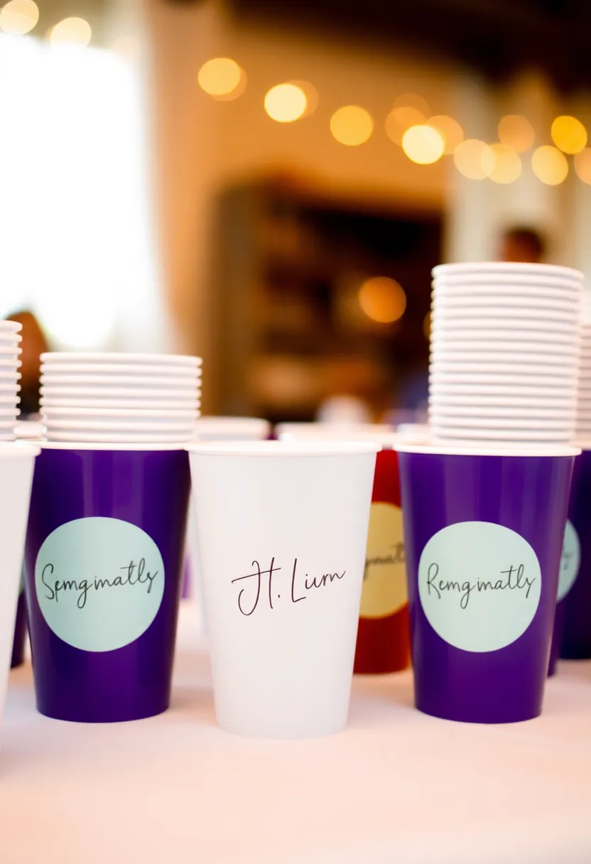 30+ Plastic Cup Decoration Ideas That Make Parties and Events Stylish - 30. Signature Cup Design