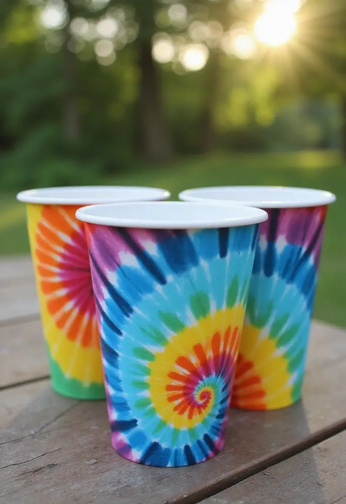 30+ Plastic Cup Decoration Ideas That Make Parties and Events Stylish - 6. Tie-Dye Techniques