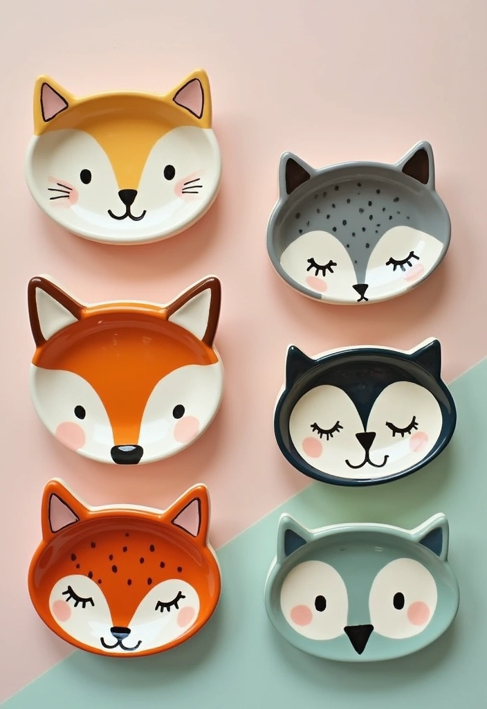 30+ Ring Dish Painting Ideas That Make Jewelry Storage Cute and Fun - 1. Whimsical Animal Faces