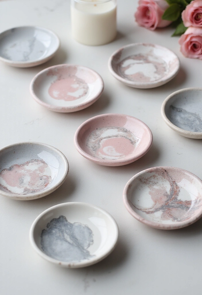 30+ Ring Dish Painting Ideas That Make Jewelry Storage Cute and Fun - 10. Marble Effect
