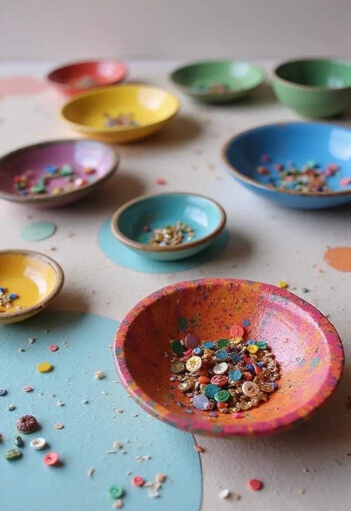 30+ Ring Dish Painting Ideas That Make Jewelry Storage Cute and Fun - 13. Mixed Media Magic